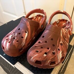 CROCS Kids Brown and White Water Shoes